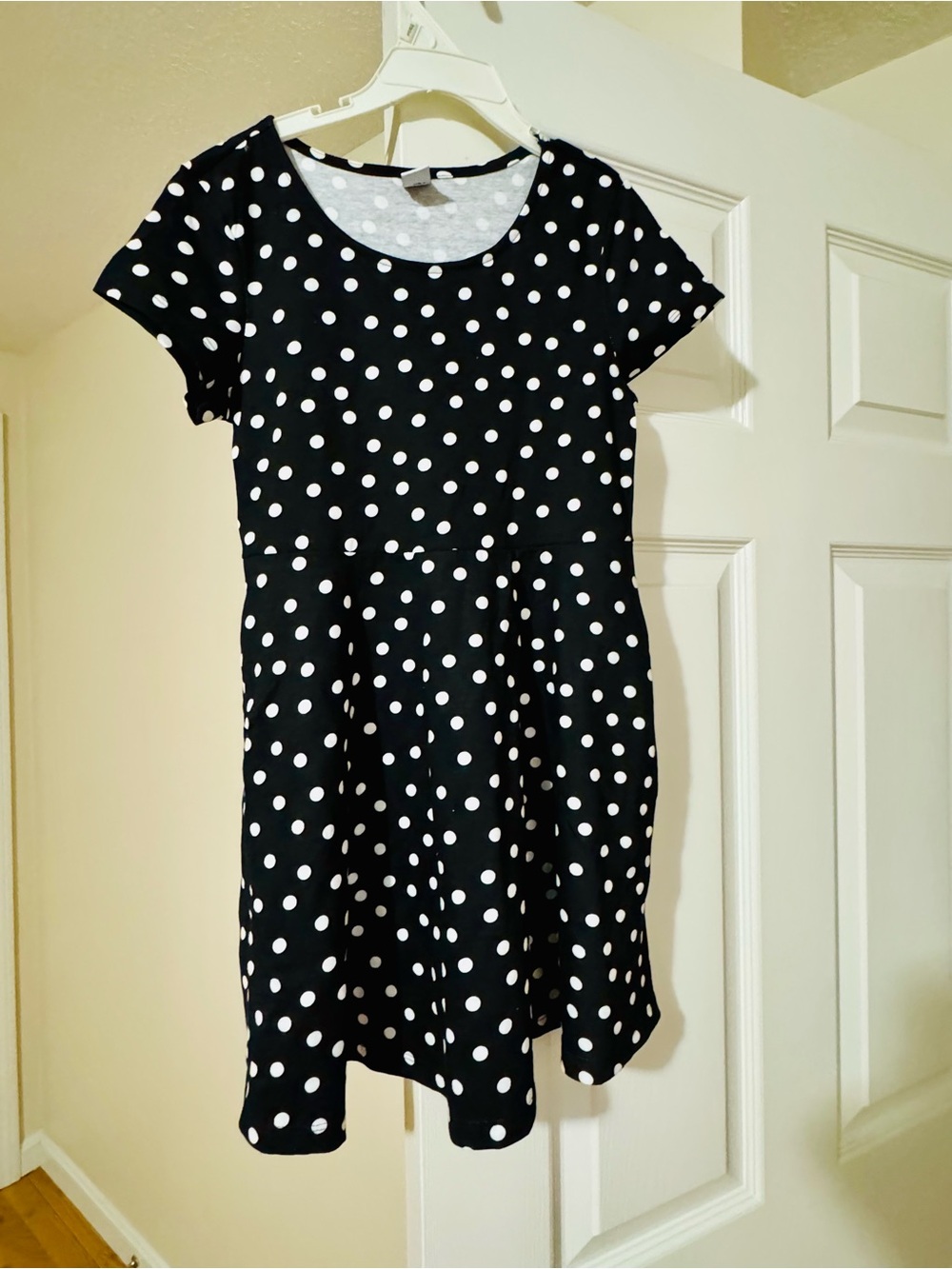 Girls' Black Polka Dot Short Sleeve Dress